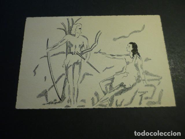 Arte: HOMBRE PREHISTORICO POR P. DIEGO LITOGRAFIA SOBRE TARJETA DE 11 X 16 CM