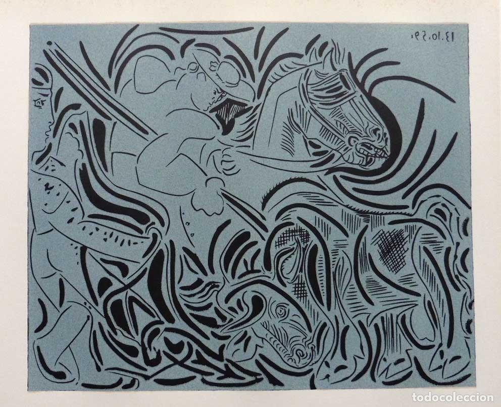 Arte: PABLO PICASSO - Reproduccion litografica de linoleo original. 37 x 32 cm