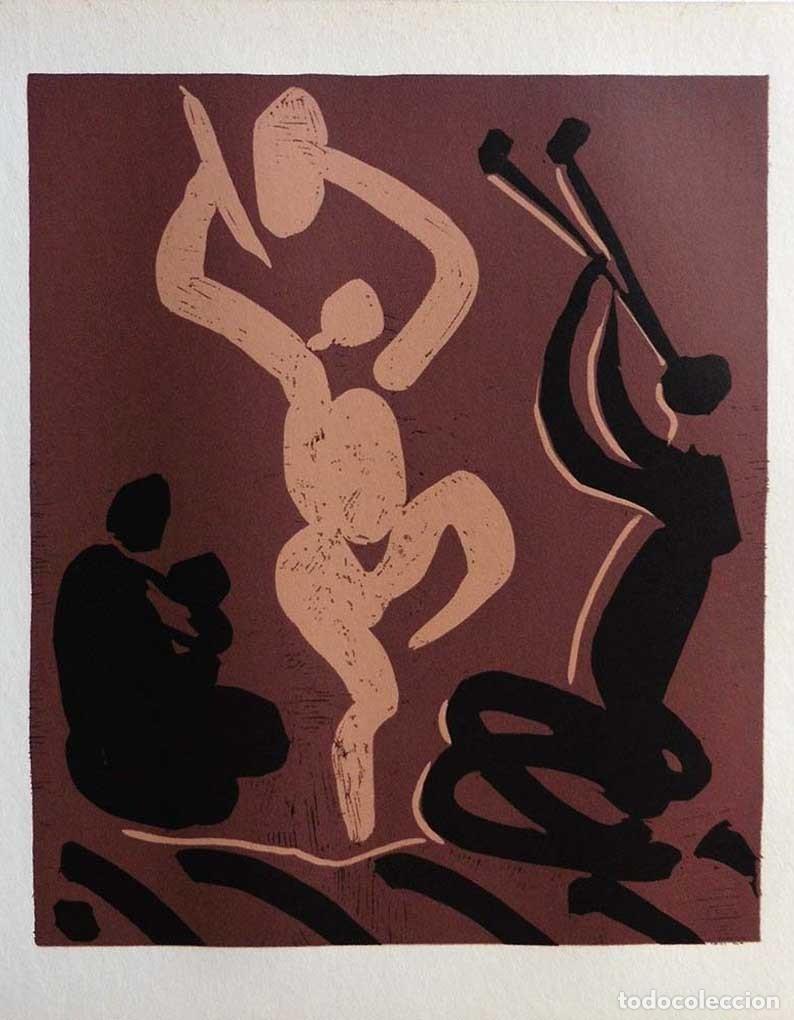 Arte: PABLO PICASSO - Reproduccion litografica de linoleo original. 37 x 32 cm