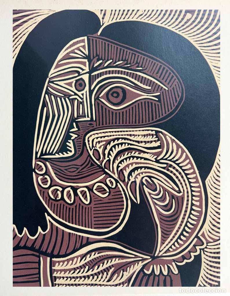 Arte: PABLO PICASSO - Reproduccion litografica de linoleo original. 37 x 32 cm