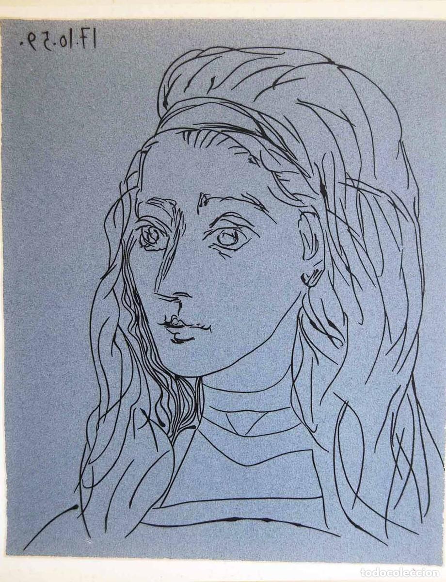 Arte: PABLO PICASSO - Reproduccion litografica de linoleo original. 37 x 32 cm