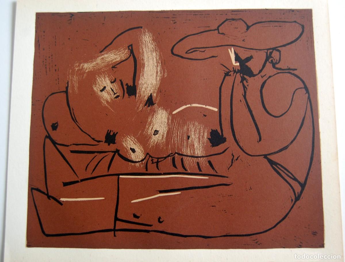 Arte: PABLO PICASSO - Reproduccion litografica de linoleo original. 37 x 32 cm
