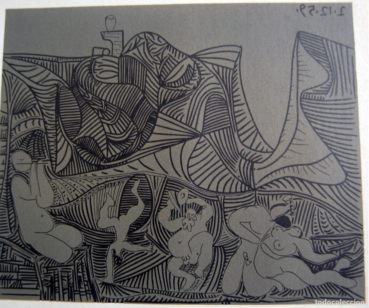 Arte: PABLO PICASSO - Reproduccion litografica de linoleo original. 37 x 32 cm