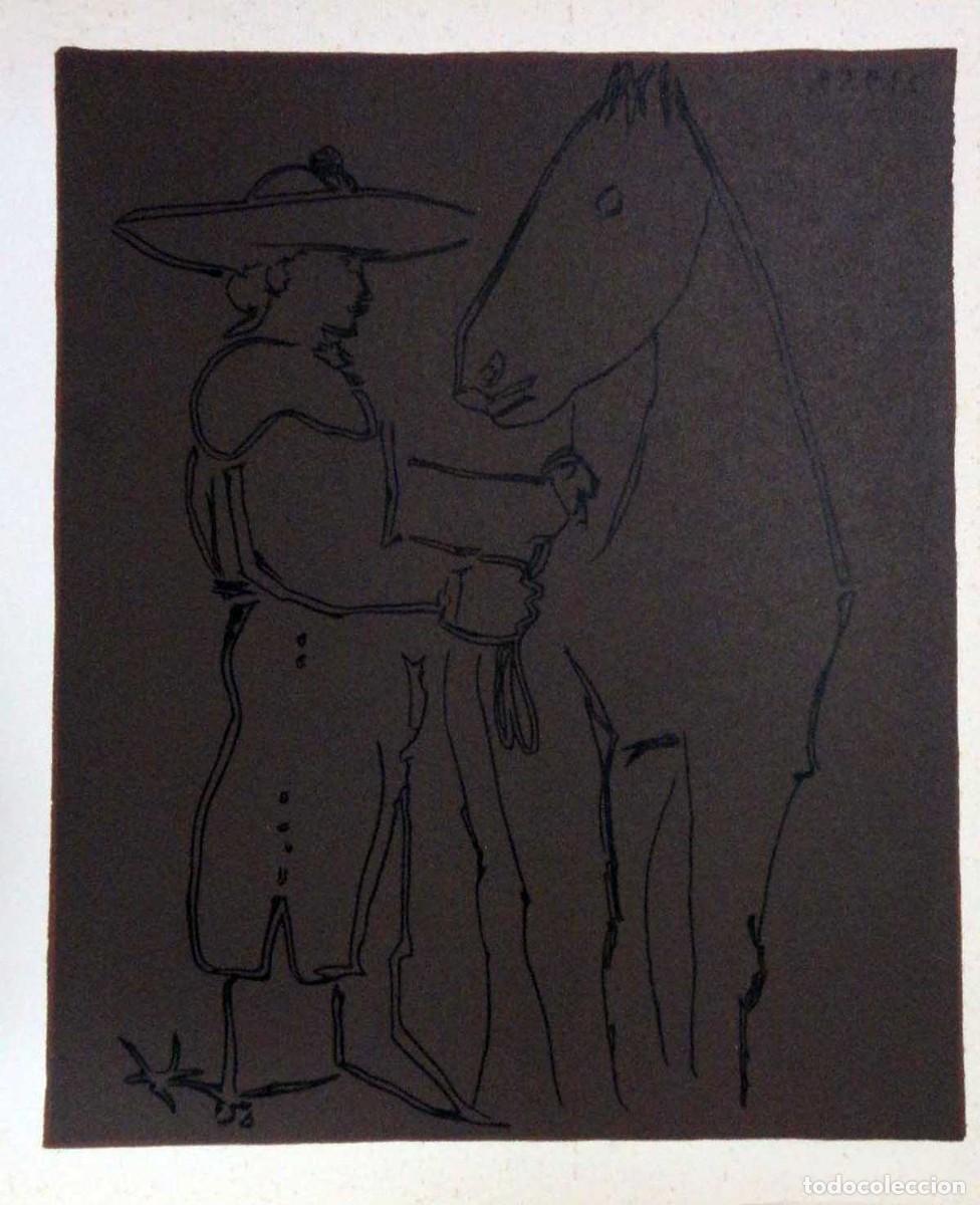 Arte: PABLO PICASSO - Reproduccion litografica de linoleo original. 37 x 32 cm
