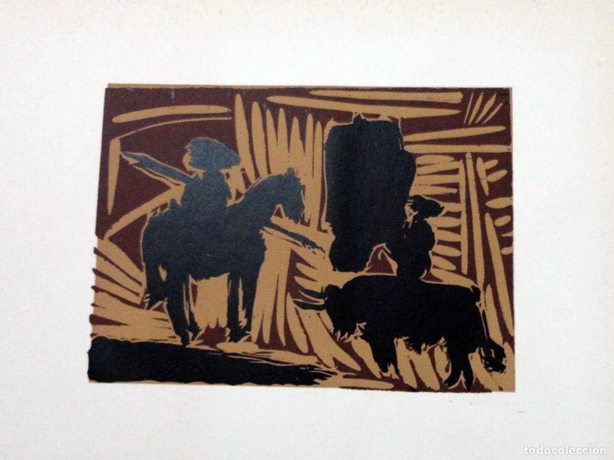 Arte: PABLO PICASSO - Reproduccion litografica de linoleo original. 37 x 32 cm