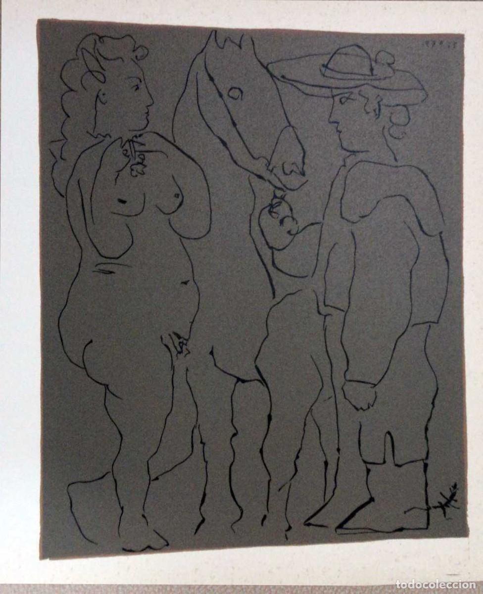 Arte: PABLO PICASSO - Reproduccion litografica de linoleo original. 37 x 32 cm
