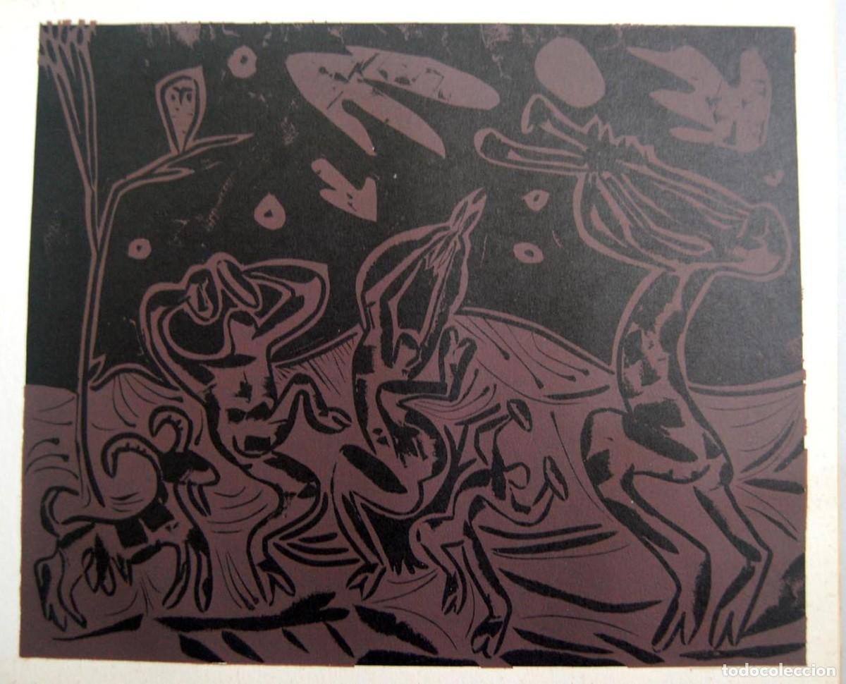 Arte: PABLO PICASSO - Reproduccion litografica de linoleo original. 37 x 32 cm
