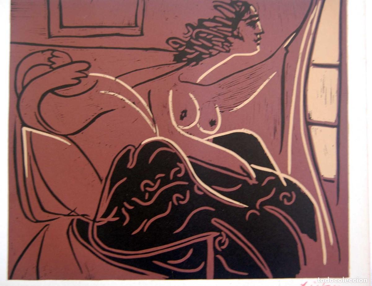 Arte: PABLO PICASSO - Reproduccion litografica de linoleo original. 37 x 32 cm