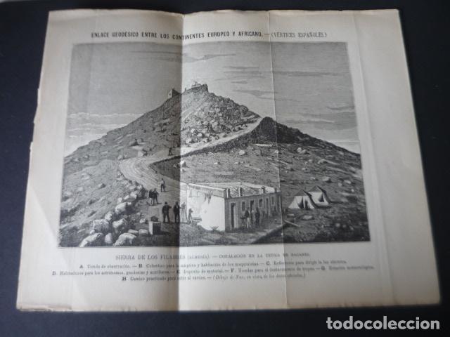 Arte: PICO DE MULHACEN SIERRA NEVADA GRANADA INSTALACION ENLACE GEODESICO LITOGRAFIA SIGLO XIX 30 X 24 CM