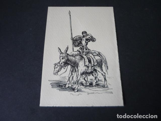 Arte: DON QUIJOTE DE LA MANCHA ANTIGUA LITOGRAFIA 10,5 X 15,5 CM
