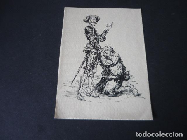 Arte: DON QUIJOTE DE LA MANCHA MIGUEL DE CERVANTES ANTIGUA LITOGRAFIA 10,5 X 15,5 CM