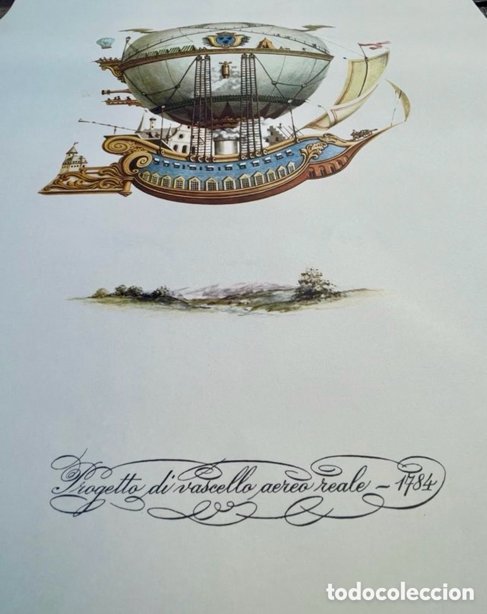 Kunst: Grande y Antigua Litograf&iacute;a 1956 Globo Aerost&aacute;tico