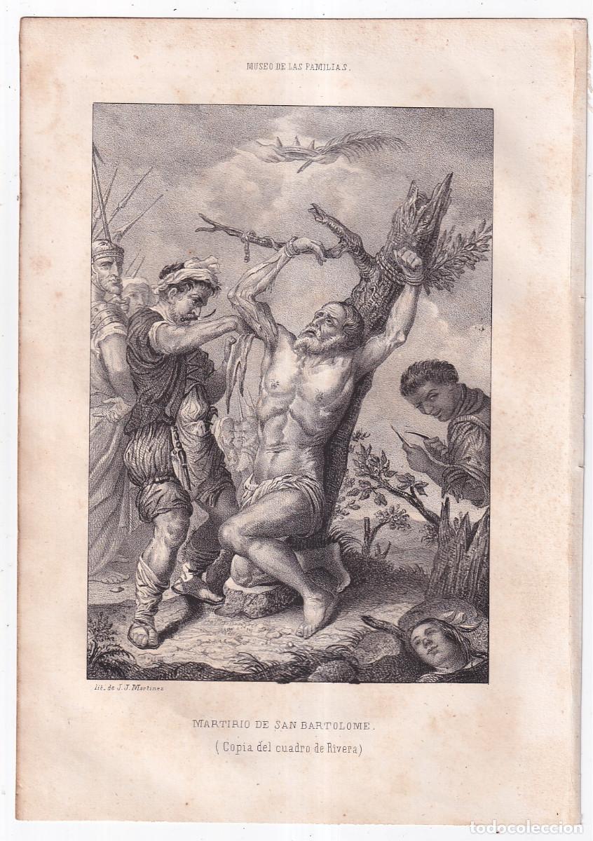 Arte: LITOGRAF&Iacute;A. MARTIRIO DE SAN BARTOLOM&Eacute;. COPIA DEL CUADRO DE RIVERA. SIGLO XIX