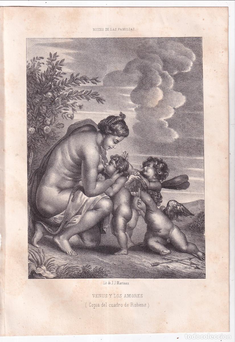 Arte: LITOGRAF&Iacute;A. VENUS Y LOS AMORES. COPIA DEL CUADRO DE RUBENS. SIGLO XIX