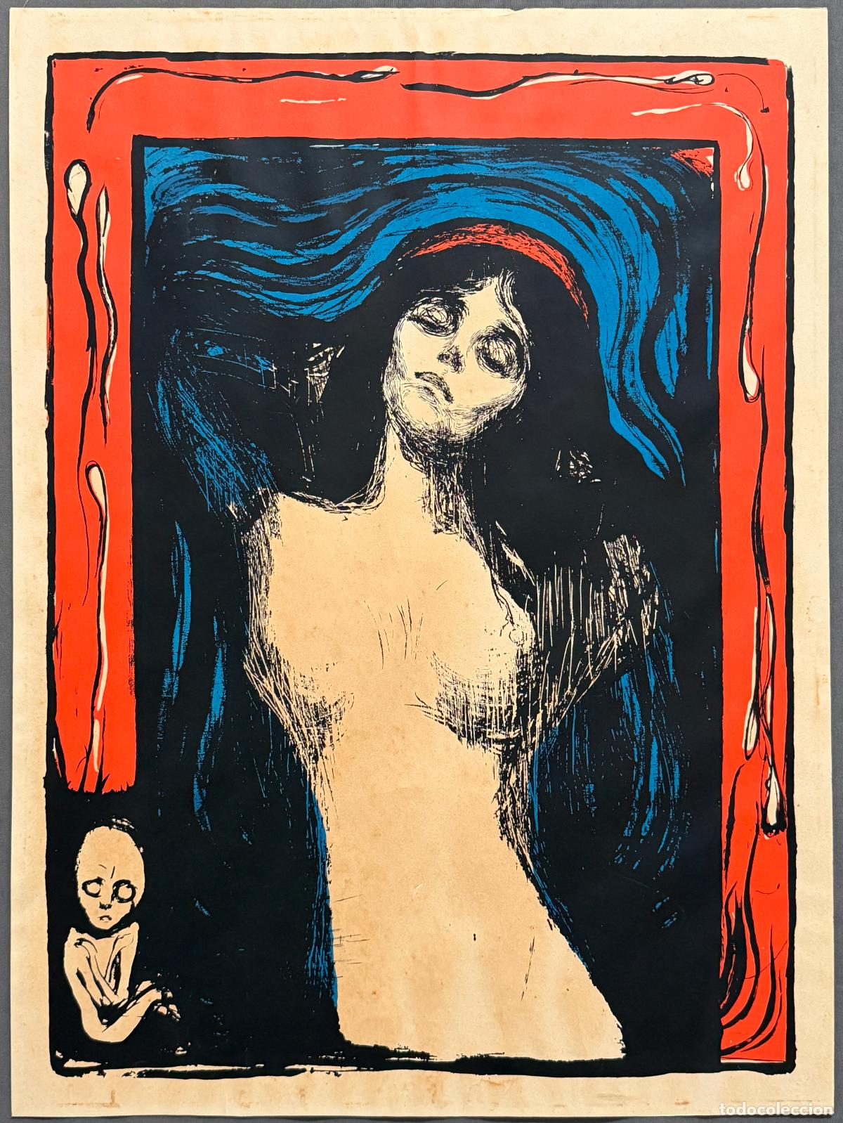 Arte: Edvard Munch litograf&iacute;a de 1970 aprox. 68,5 x 51 cm. en papel grueso R584