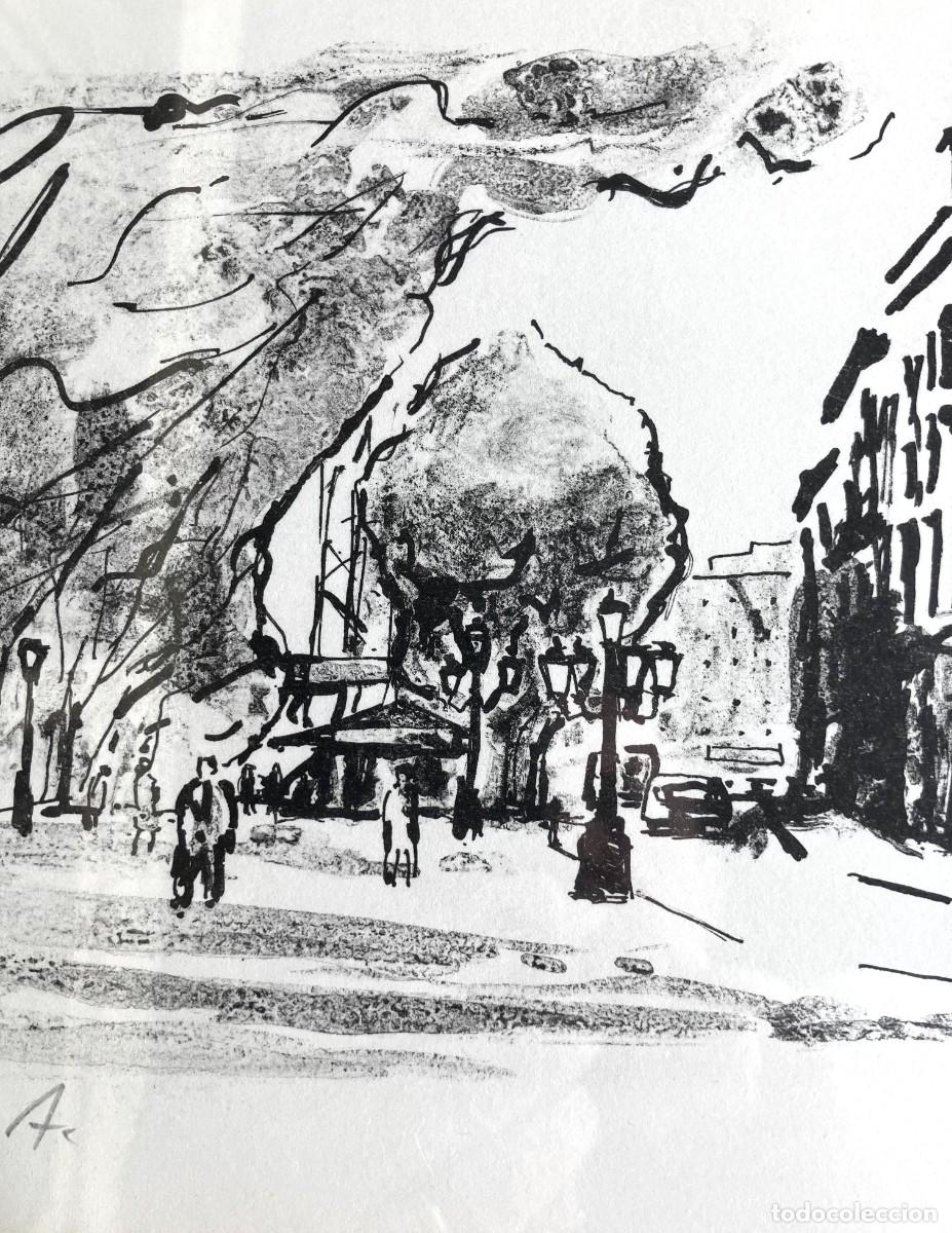 Arte: Litograf&iacute;a de Sim&oacute; Busom &rdquo;Las Ramblas&rdquo; Prueba de autor - Foto 4