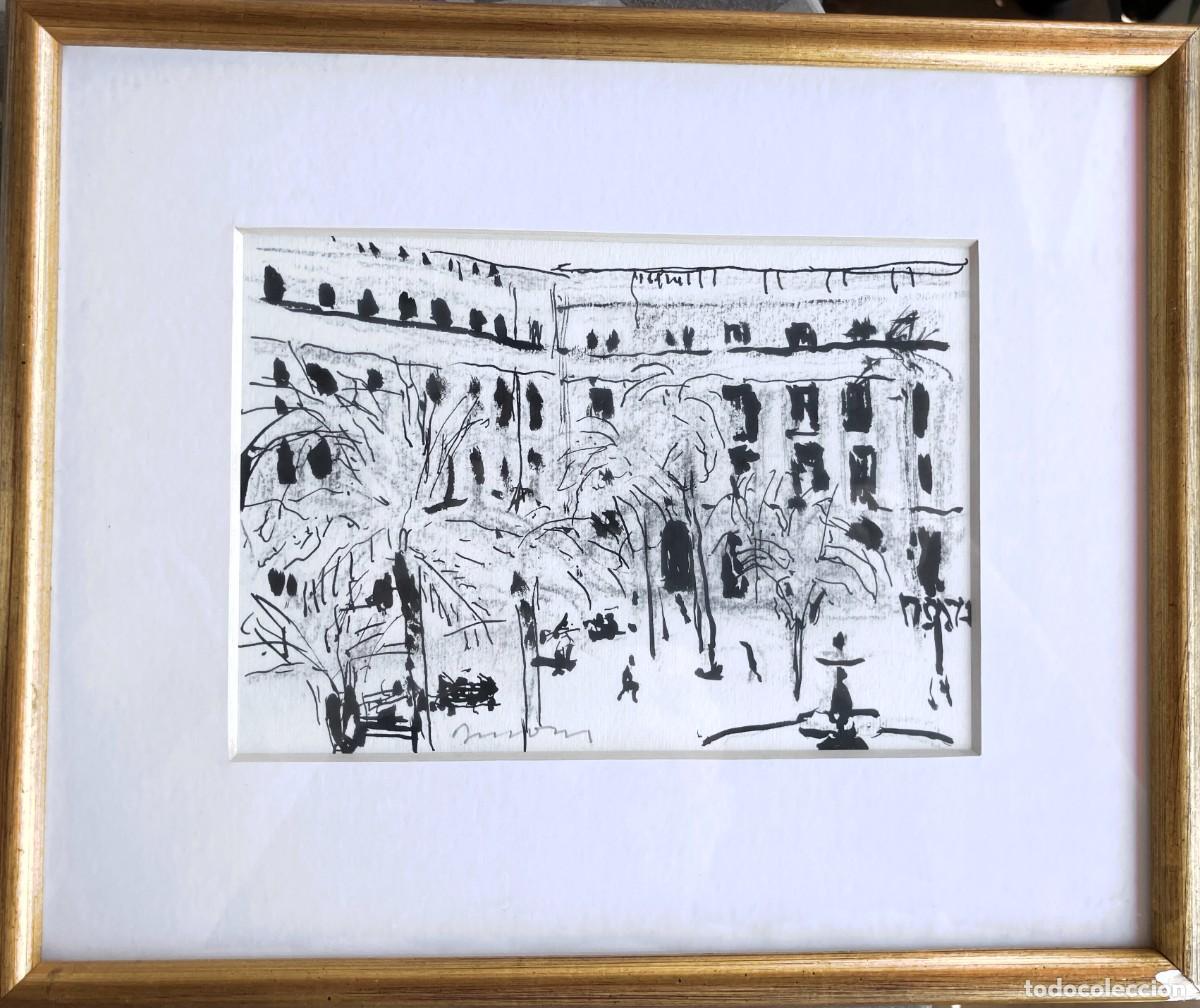 Arte: Litograf&iacute;a.- Pla&ccedil;a Reial (Plaza Real) realizada por Sim&oacute; Busom i Grau