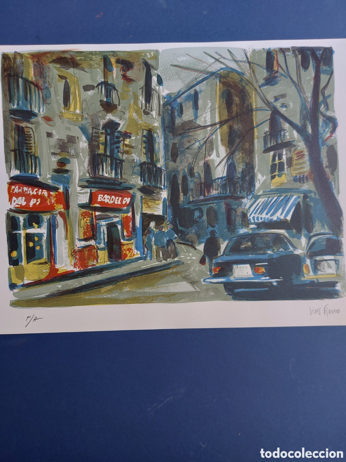Arte: VIVES FIERRO &rdquo;LA PLA&Ccedil;A DEL PI DE BARCELONA&rdquo; LITOGRAFIA