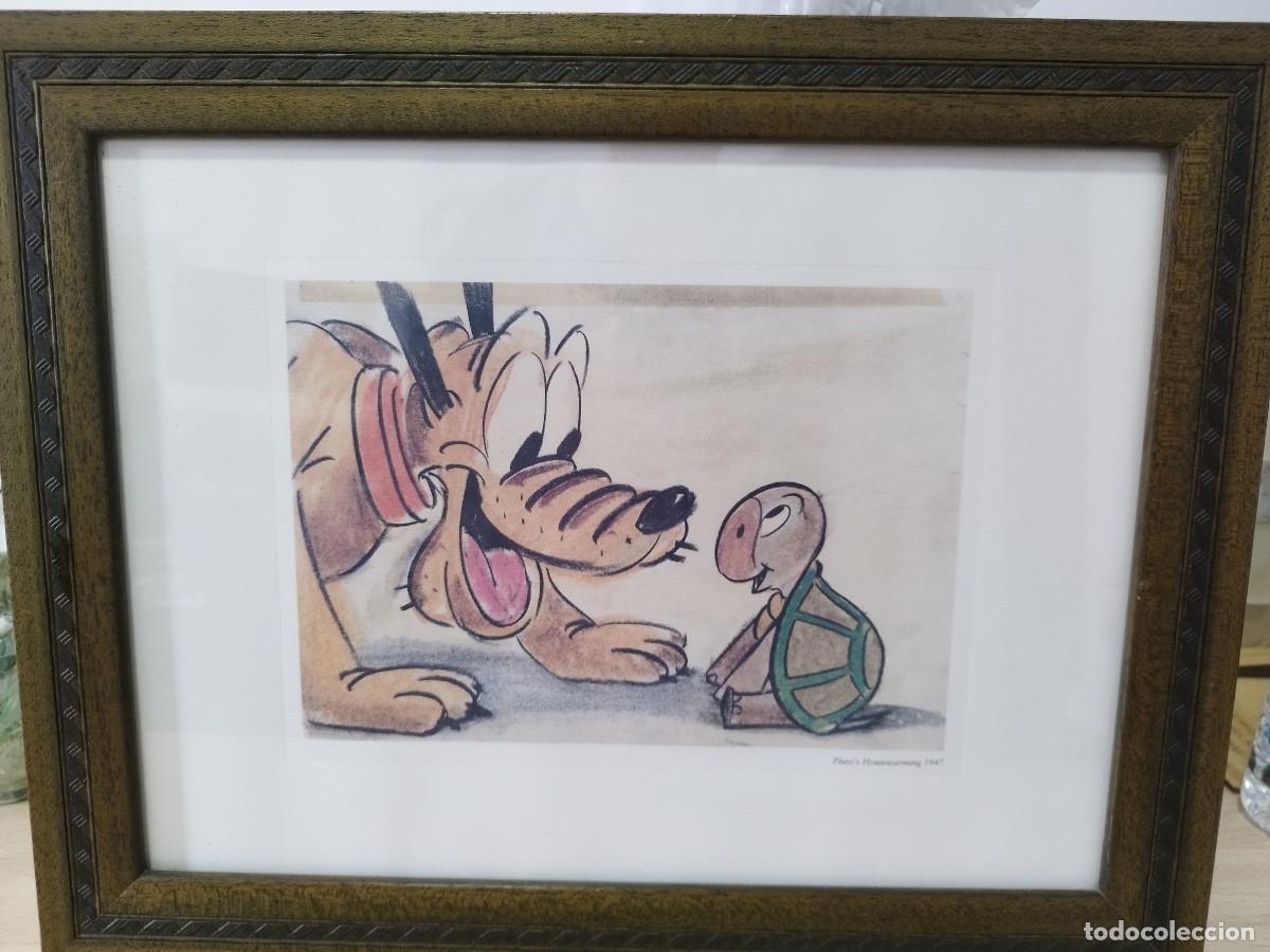 Arte: Boceto enmarcado de un sketch de Pluto y su amiga tortuga Disney Pluto's Housewarming 1947