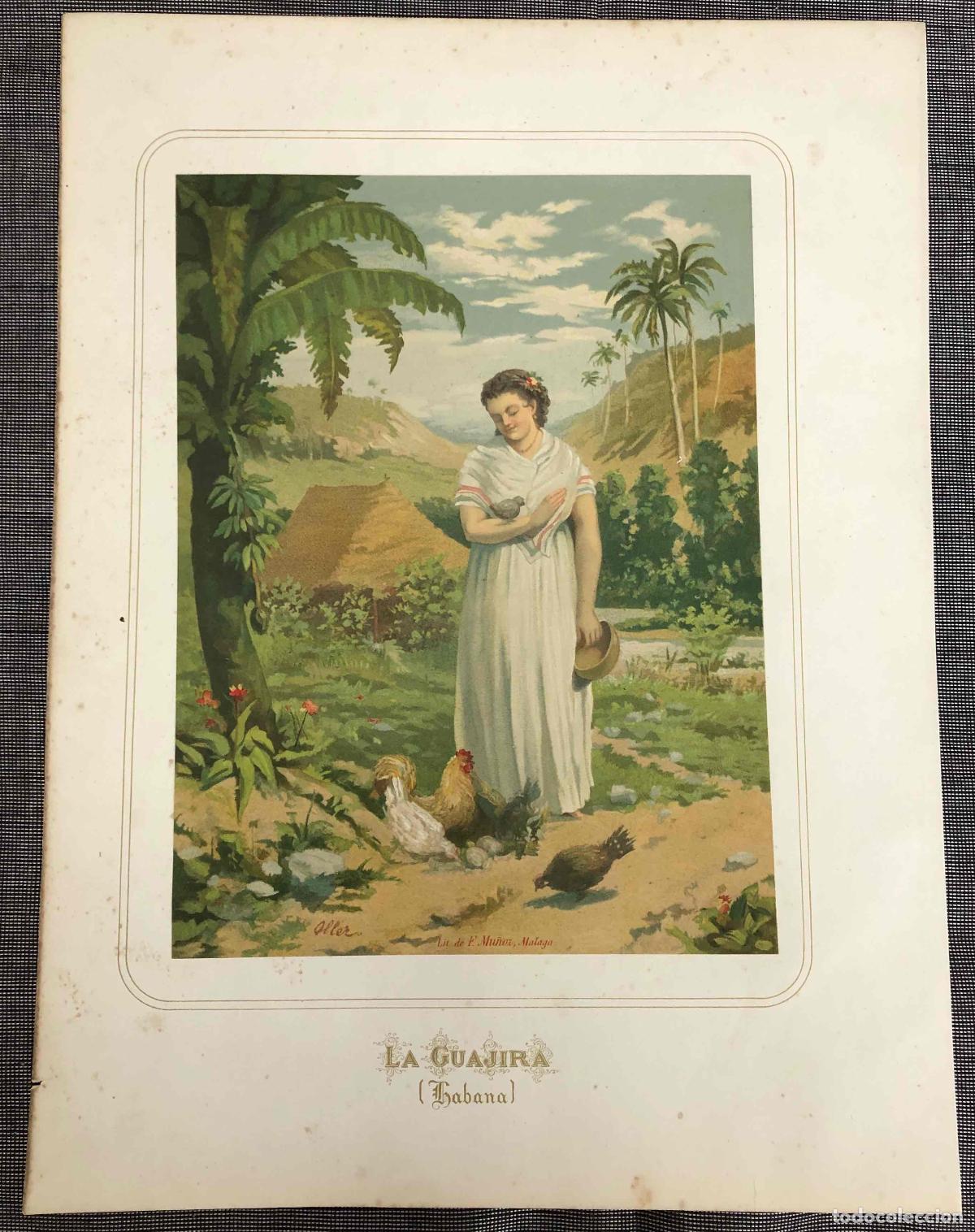 Arte: CROMOLITOGRAF&Iacute;A LA GUAJIRA, HABANA. CUBA. MUJERES ESPA&Ntilde;OLAS, PORTUGUESAS Y AMERICANAS. 1876
