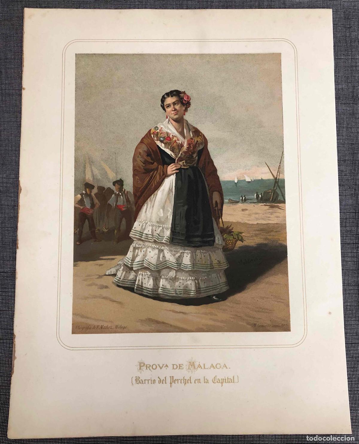 Arte: CROMOLITOGRAF&Iacute;A PROVINCIA DE MALAGA. BARRIO DEL PERCHEL EN LA CAPITAL. A&Ntilde;O 1876. LIT. FAUSTO MU&Ntilde;OZ
