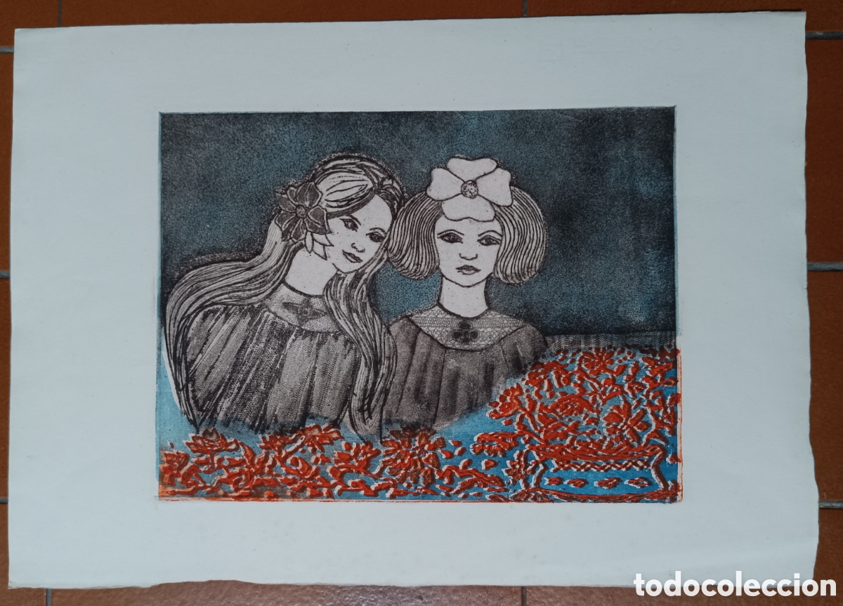Arte: Grabado colorido ni&ntilde;as - Foto 2