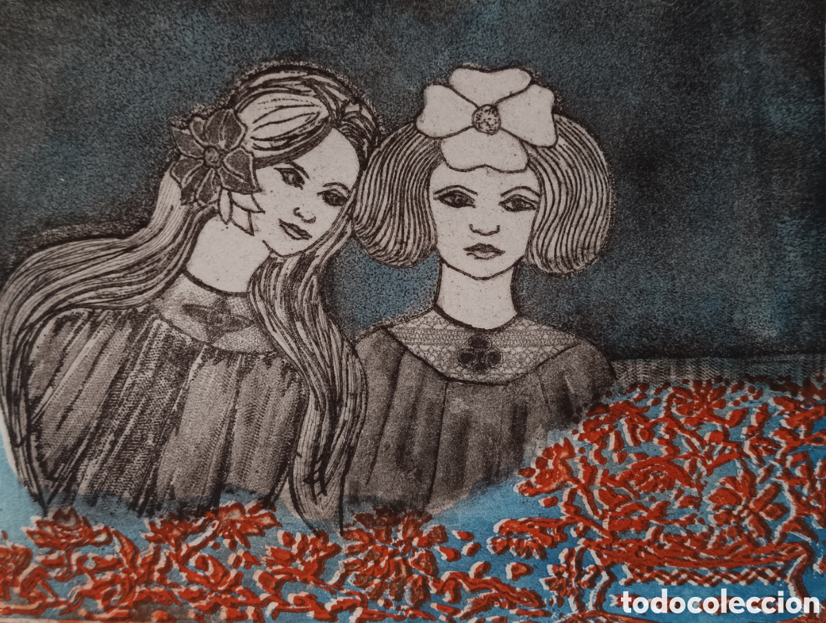 Arte: Grabado colorido ni&ntilde;as