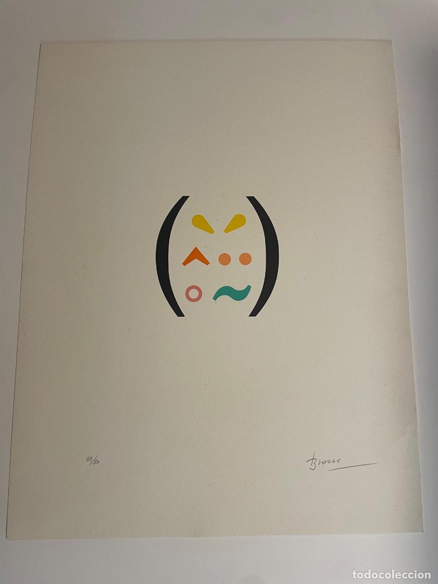 Arte: Litograf&iacute;a de Joan Brossa - Signes 11 - n&uacute;mero 33/50 ejemplares - 38x50cm