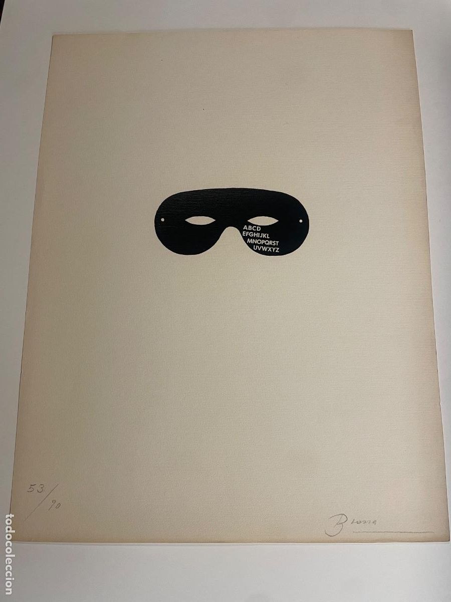 Arte: Litograf&iacute;a de Joan Brossa - Antifaz - 53/90 Ejemplares - 38x50cm