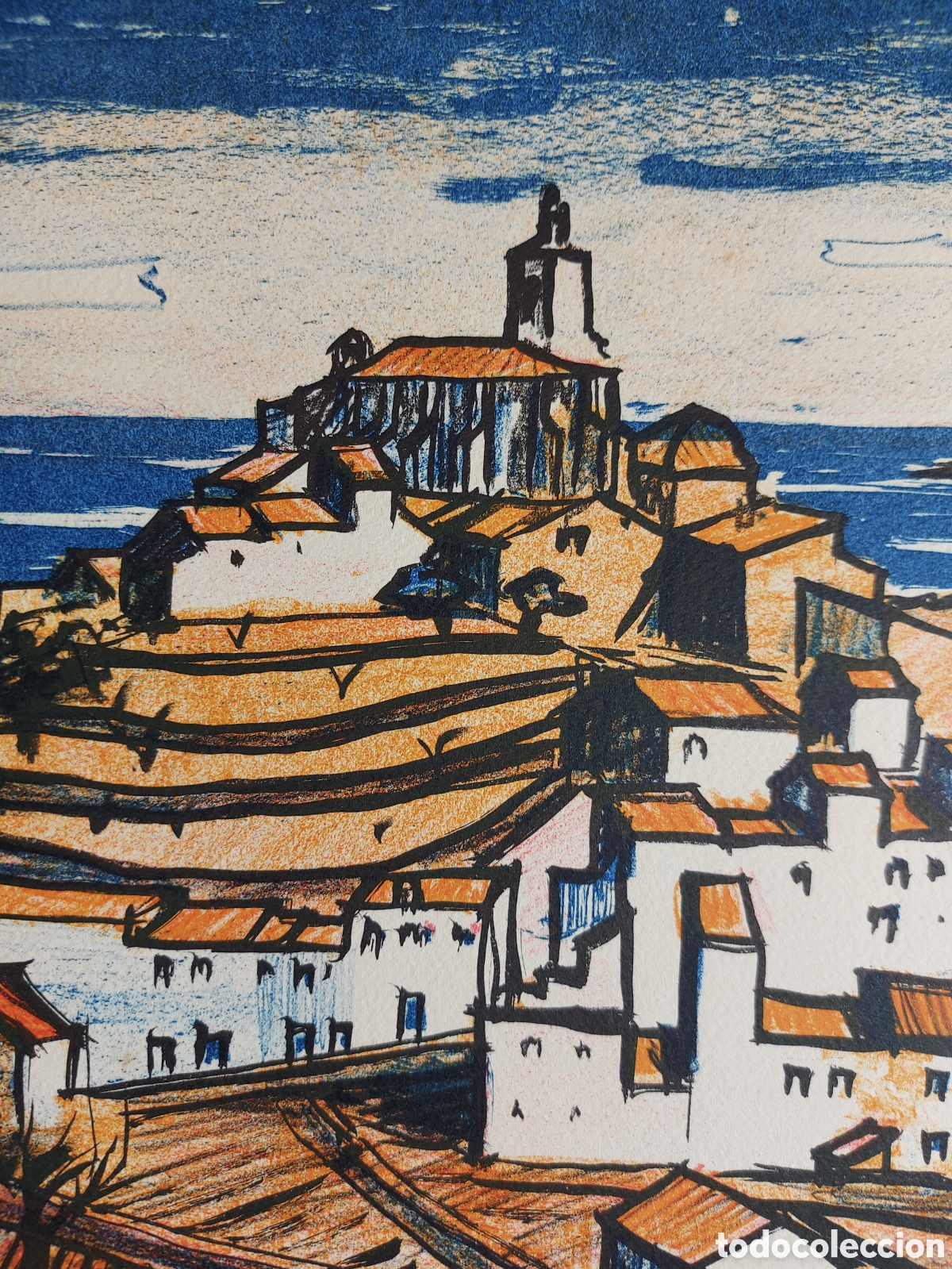 Arte: FREDERIC LLOVERAS &rdquo;VISTA PANORAMICA DE CADAQU&Eacute;S&rdquo; LITOGRAFIA
