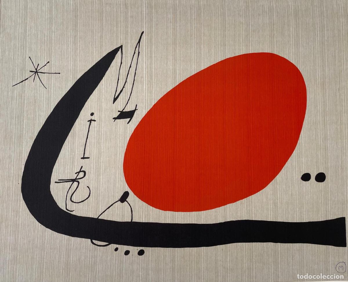 Arte: JOAN MIR&Oacute; - Litograf&iacute;a sobre lienzo sint&eacute;tico, M&agrave; de proverbis, 1970