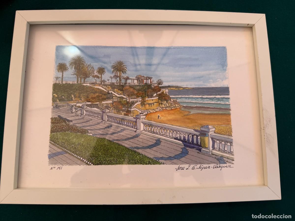 Arte: P- SANTANDER CUADRO DE LOS JARDINES DE PIQUIO N&ordm;191 FIRMADO JOSE L. G. LOPEZ VAZQUEZ