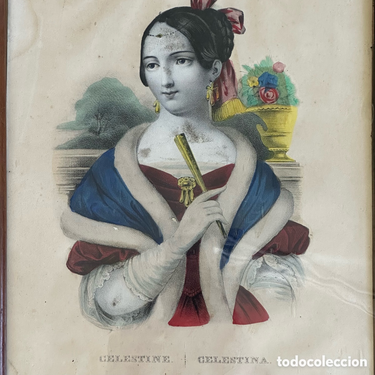 Arte: Antigua Litograf&iacute;a iluminada de La Celestina - L. Turgis, Par&iacute;s - Siglo XIX - Muy Rara