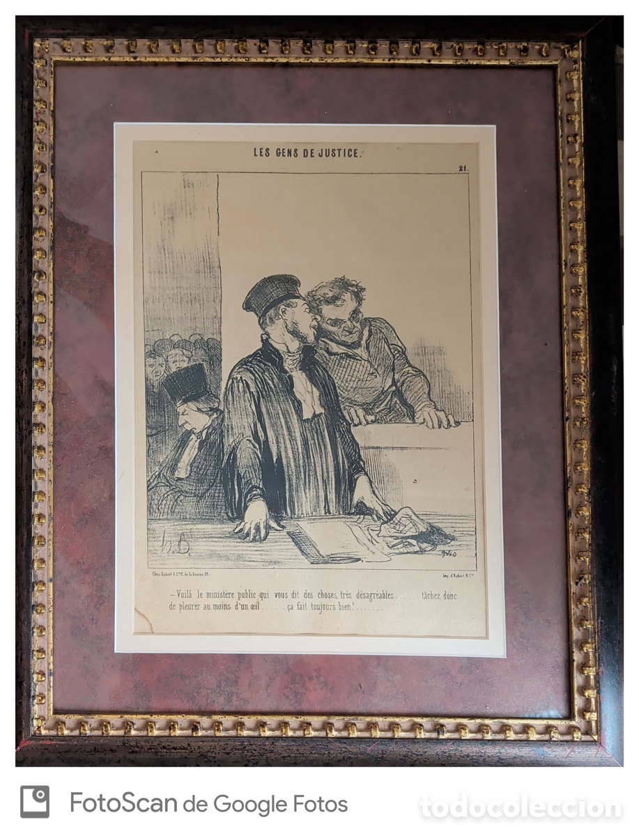 Arte: Litograf&iacute;a original Honor&eacute; Daumier &ndash; &ldquo;Les Gens de Justice&rdquo; n&ordm; 21 (1846)
