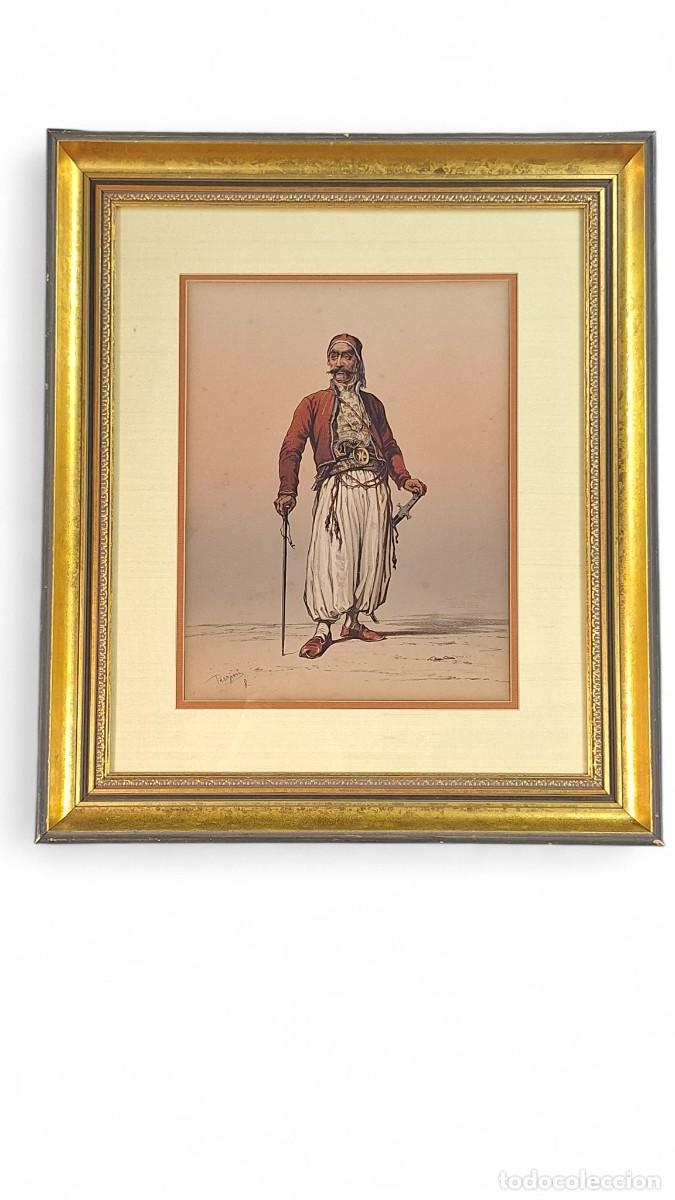 Arte: Amadeo Preciosi, Conde. Litograf&iacute;a firmada. Egipcio. Malta. 1816-82. 60 x 52 cm.