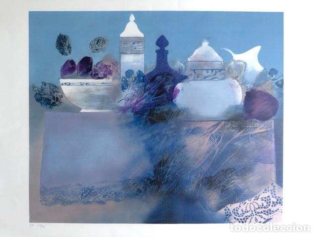 Art: Lithographie &rdquo;Nature morte bleue&rdquo; de Jean-Jacques Balitran