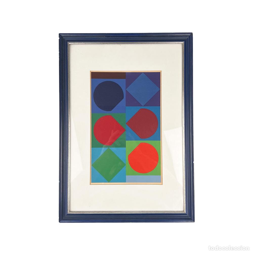 Arte: Litograf&iacute;a Beryll de Victor Vasarely enmarcada, 1970's