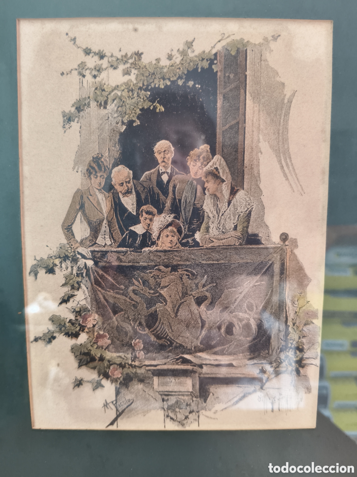 Arte: Bello cuadro con dibujo litografiado de M.Picolo