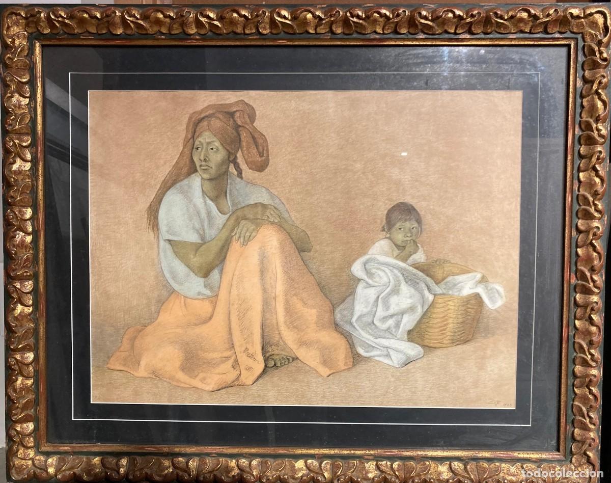 Arte: Litografia de Francisco Z&uacute;&ntilde;iga Chavarr&iacute;a, madre y hija, 1983