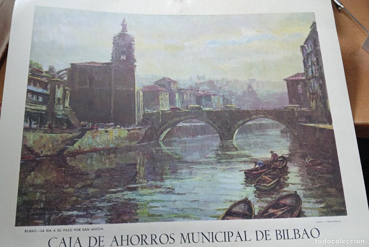 Arte: LITOGRAFIA BILBAO LA RIA A SU PASO POR SAN ANTON CAJA DE AHORROS MUNICIPAL DE BILBAO