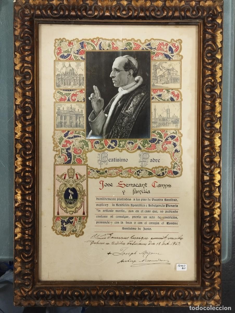 Arte: LITOGRAFIA EN MARCO DE PIO XII. BENDICI&Oacute;N APOST&Oacute;LICA &rdquo;IN ARTICULO MORTIS&rdquo;.