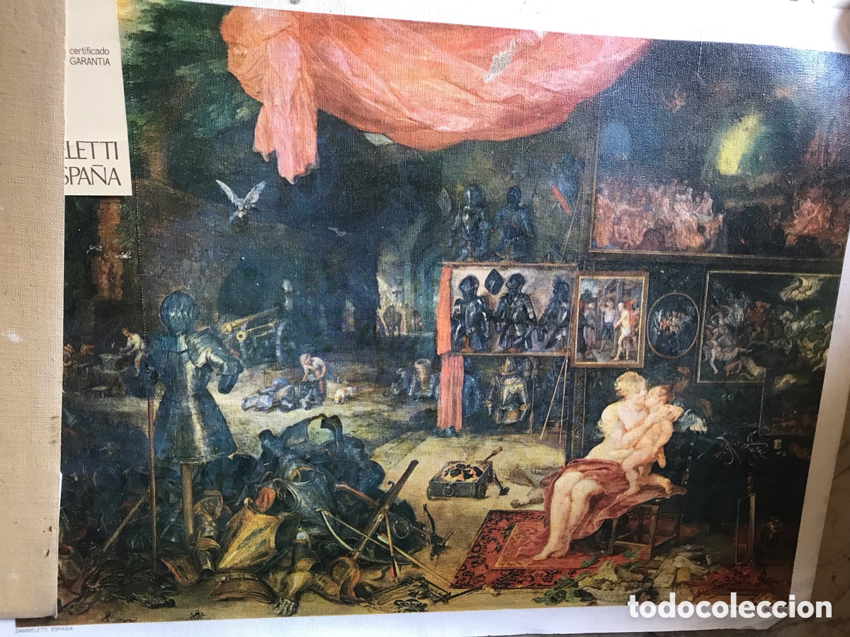Arte: Litograf&iacute;as sobre lienzo. Los cinco sentidos . Jan Brueghel. Cinco litograf&iacute;as