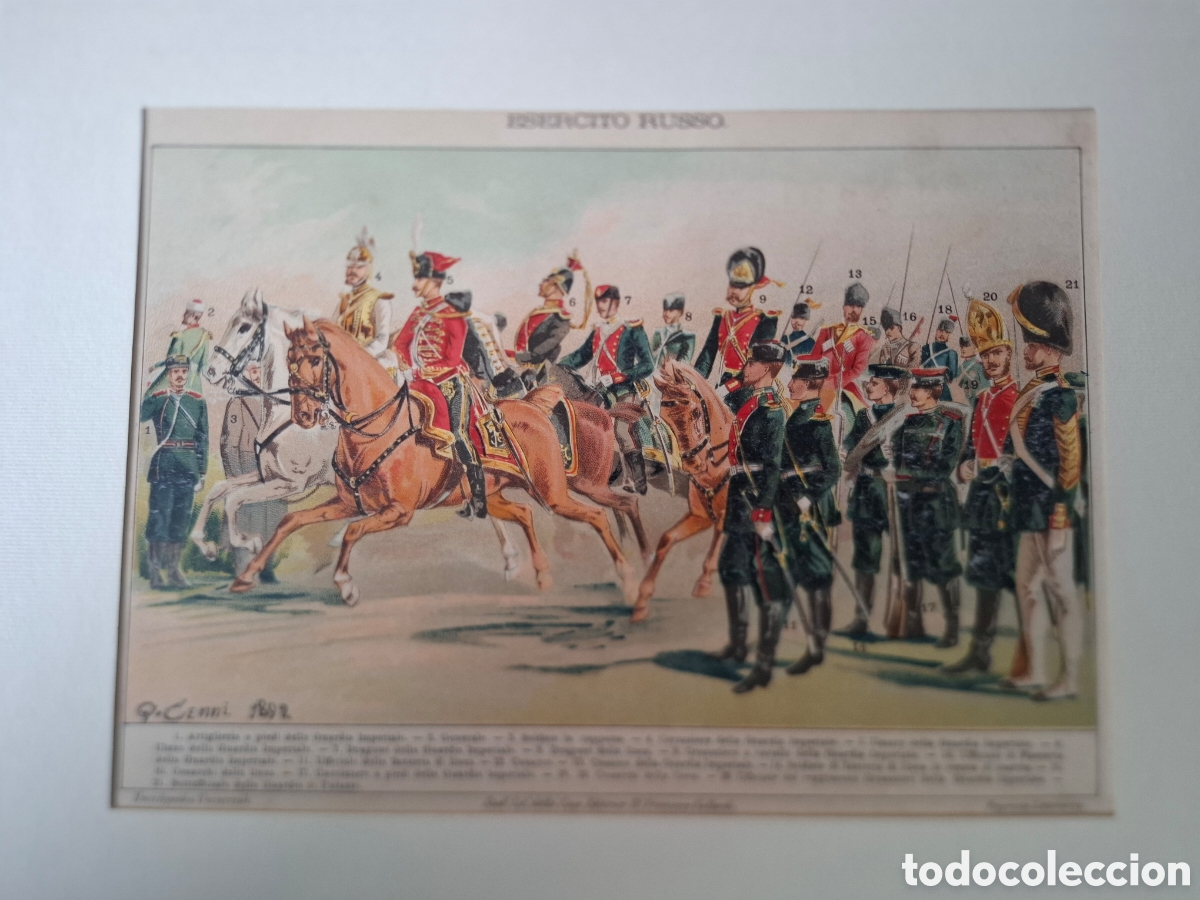 Arte: Litografia. Trajes ej&eacute;rcito ruso.- 1982