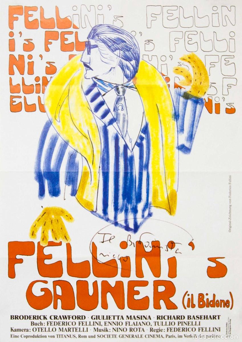 Arte: FELLINI'S GAUNER (IL BIDONE). 1955. LITOGRAF&Iacute;A OFFSET. 83,5 x 59 cm. FEDERICO FELLINI.