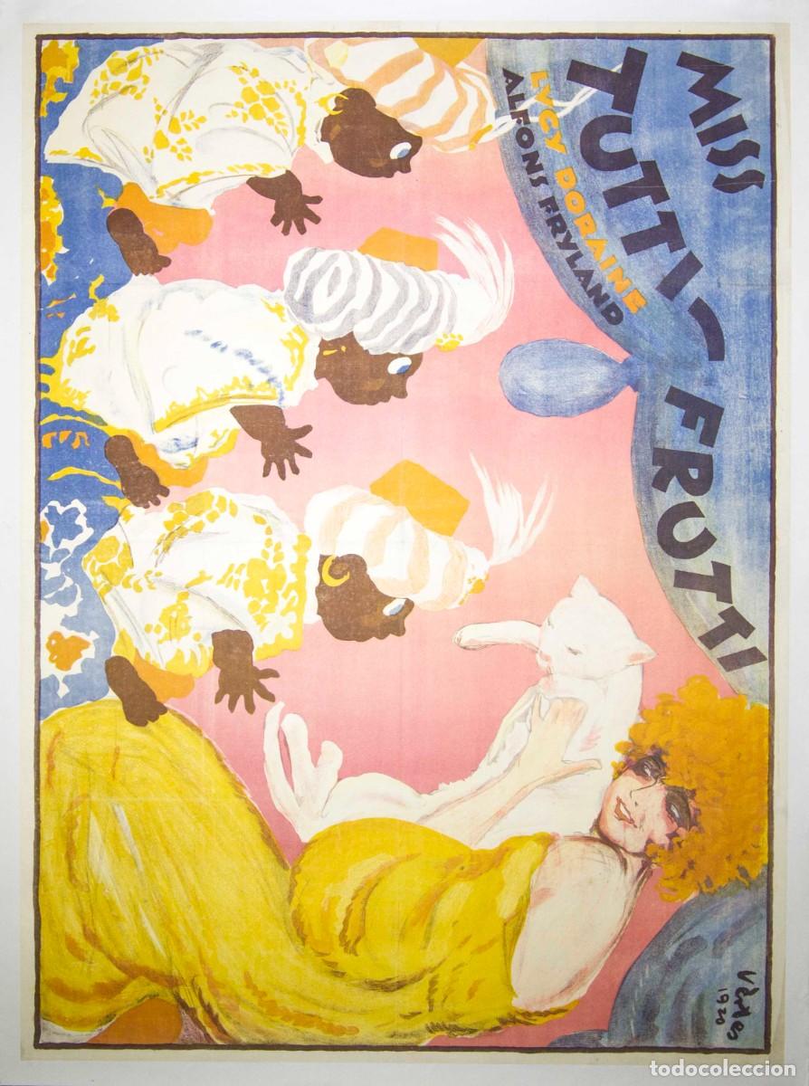 Arte: MISS TUTTI FRUTTI. 1921. CROMOLITOGRAF&Iacute;A. 126 x 94,5 cm. MARCEL VERTES.