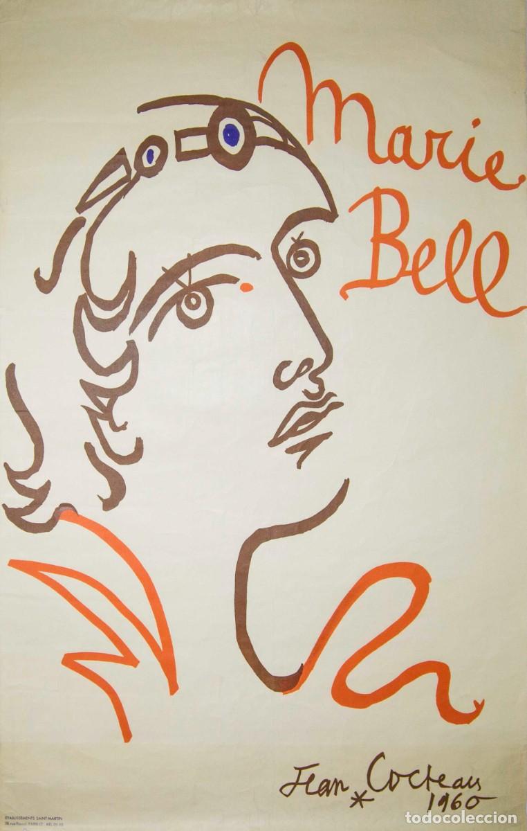 Arte: MARIE BELL. 1960. LITOGRAF&Iacute;A OFFSET. 116 x 74 cm. JEAN COCTEAU.