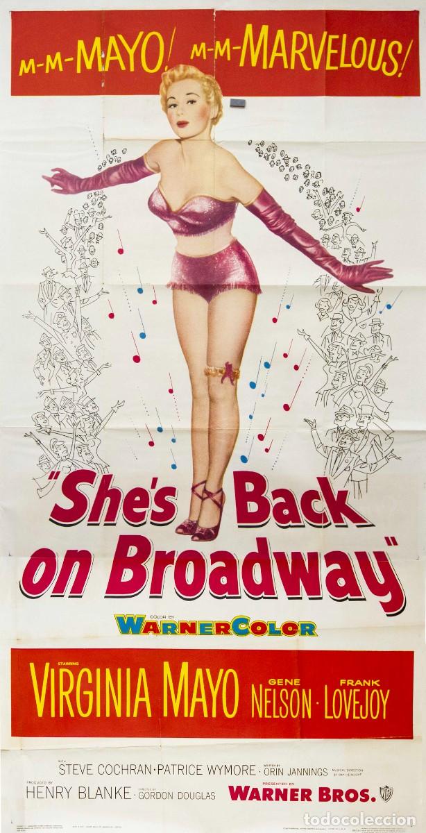 Arte: SHE'S BACK ON BROADWAY. 1953. LITOGRAF&Iacute;A OFFSET. 203 x 104 cm. ARTISTA DESCONOCIDO.