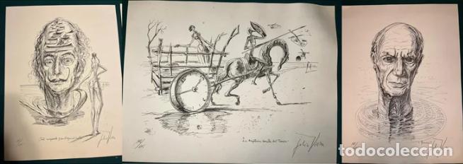 Arte: Lote 3 litograf&iacute;as numeradas y firmadas por Julio Viera de Salvador Dal&iacute; Pablo Picasso y Don Quijote