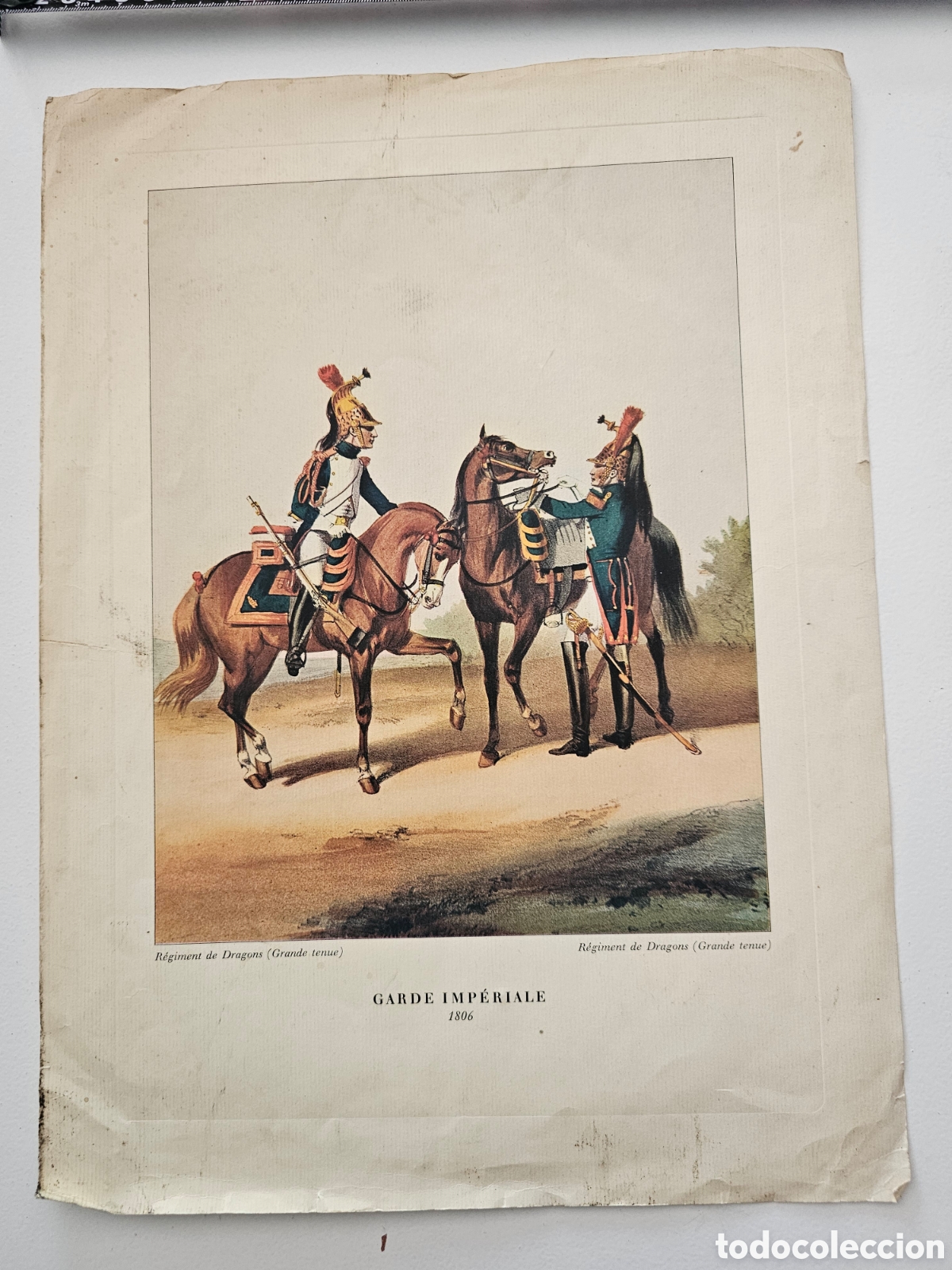 Arte: ​Antigua Litograf&iacute;a Militar - Garde Imp&eacute;riale 1806 - R&eacute;giment de Dragons (Grande tenue) Francia Fran