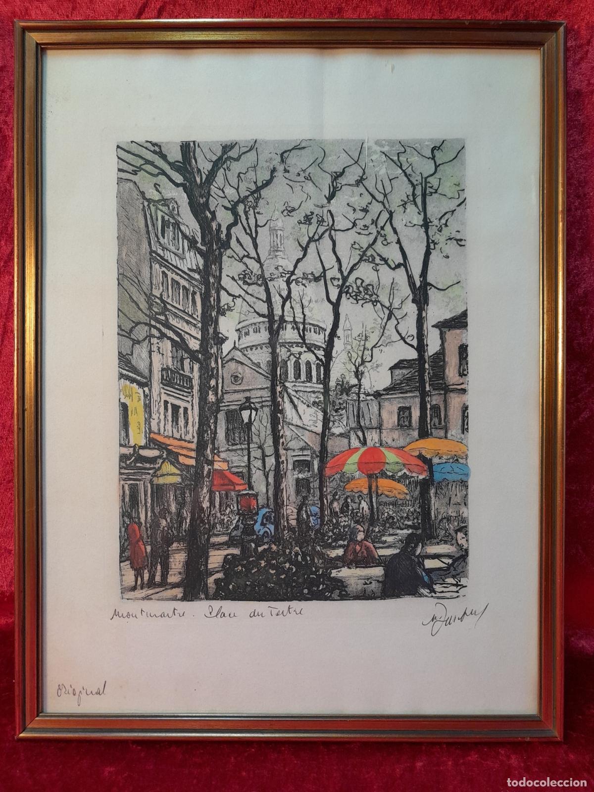 Arte: C-2034. MAURICE JACQUE. LITOGRAF&Iacute;A ORIGINAL. MONTMARTRE-PLACE DU TEATRE. MEDIADOS S. XX.